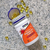 NOW Foods D3 5000 UI, sans allergènes majeurs, pour un mode de vie actif.