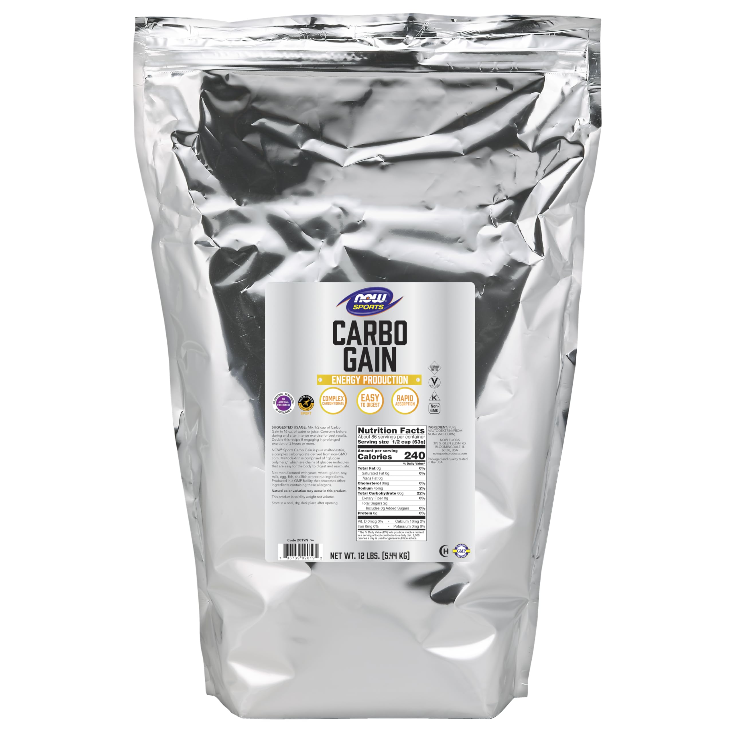 NOW Foods Carbo Gain — emballage visible, énergie rapide pour l'entraînement.