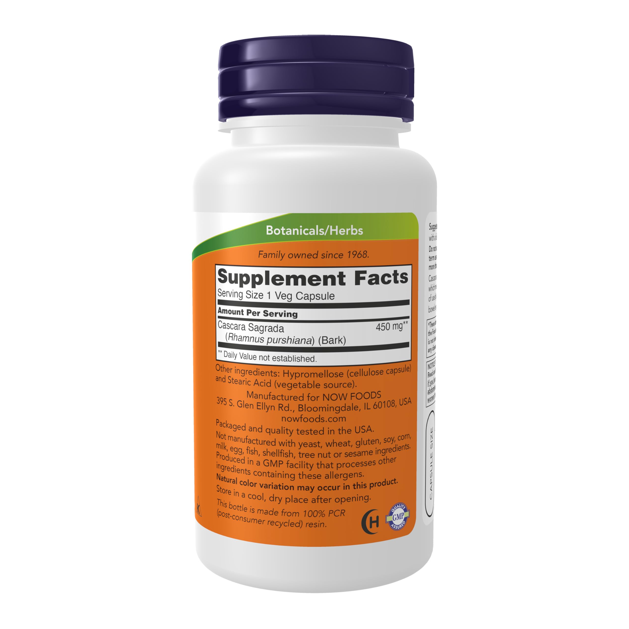 NOW Foods Cascara Sagrada bouteille: prise d'une capsule au coucher