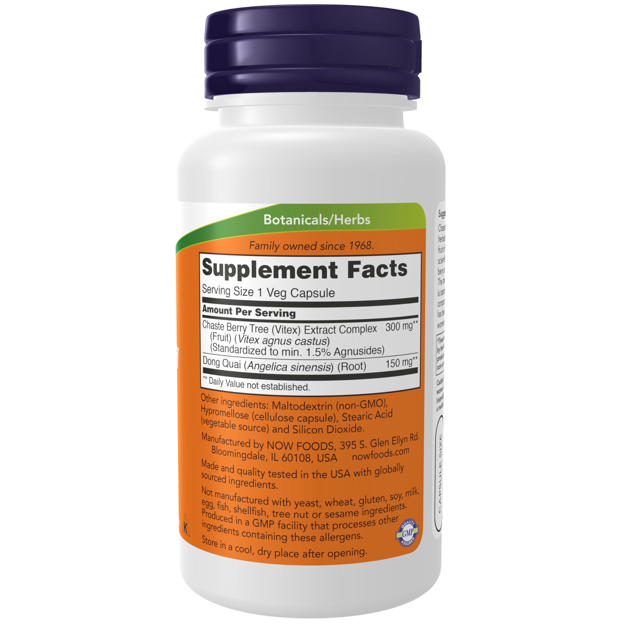 NOW Foods Vitex extrait 300 mg avec Dong Quai, capsules faciles à avaler en déplacement