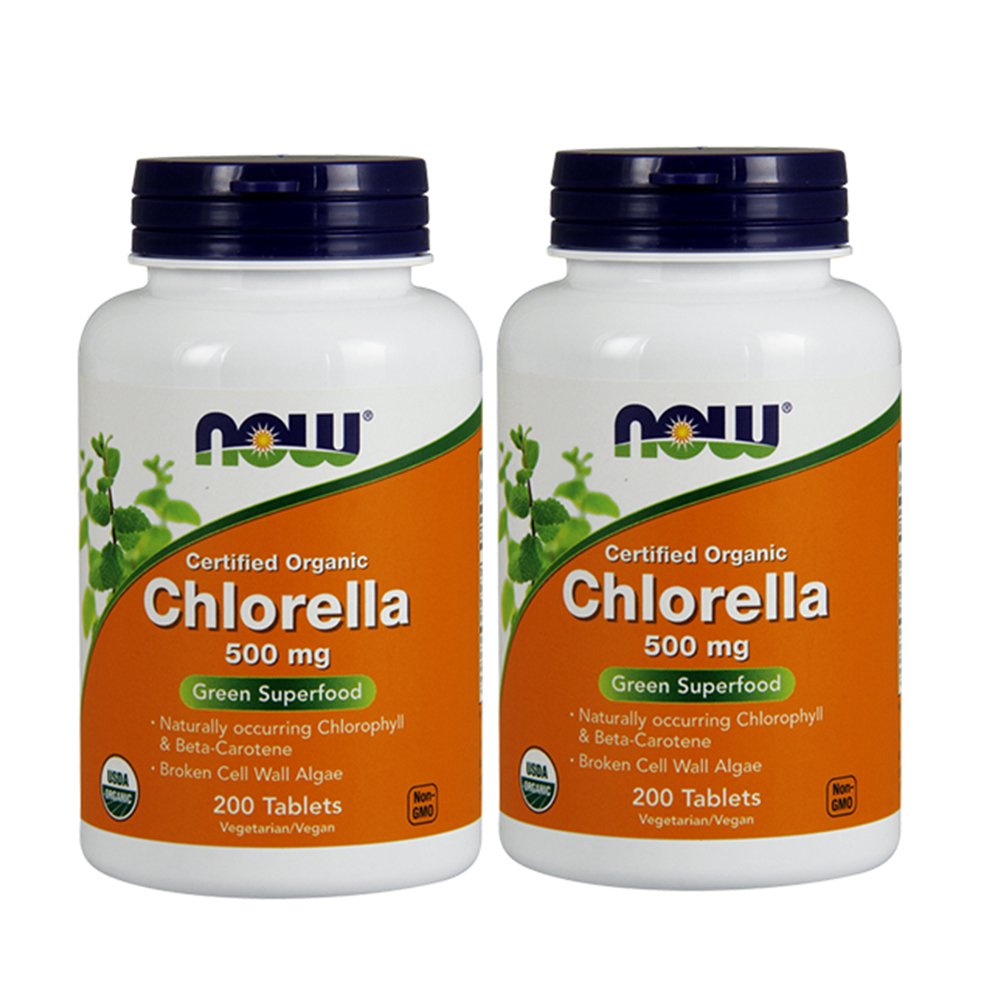 NOW Foods Chlorella: bouteille de comprimés 500 mg pour un apport pratique.