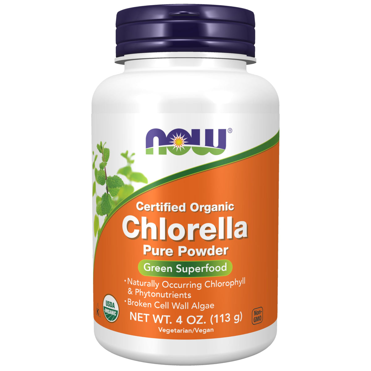 NOW Foods Chlorella en poudre dans la bouteille, riche en nutriments pour votre quotidien.
