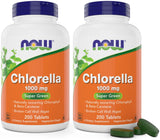 NOW Foods Chlorella 1000 mg, bouteille de 200 comprimés, pratique et prête à l'emploi.