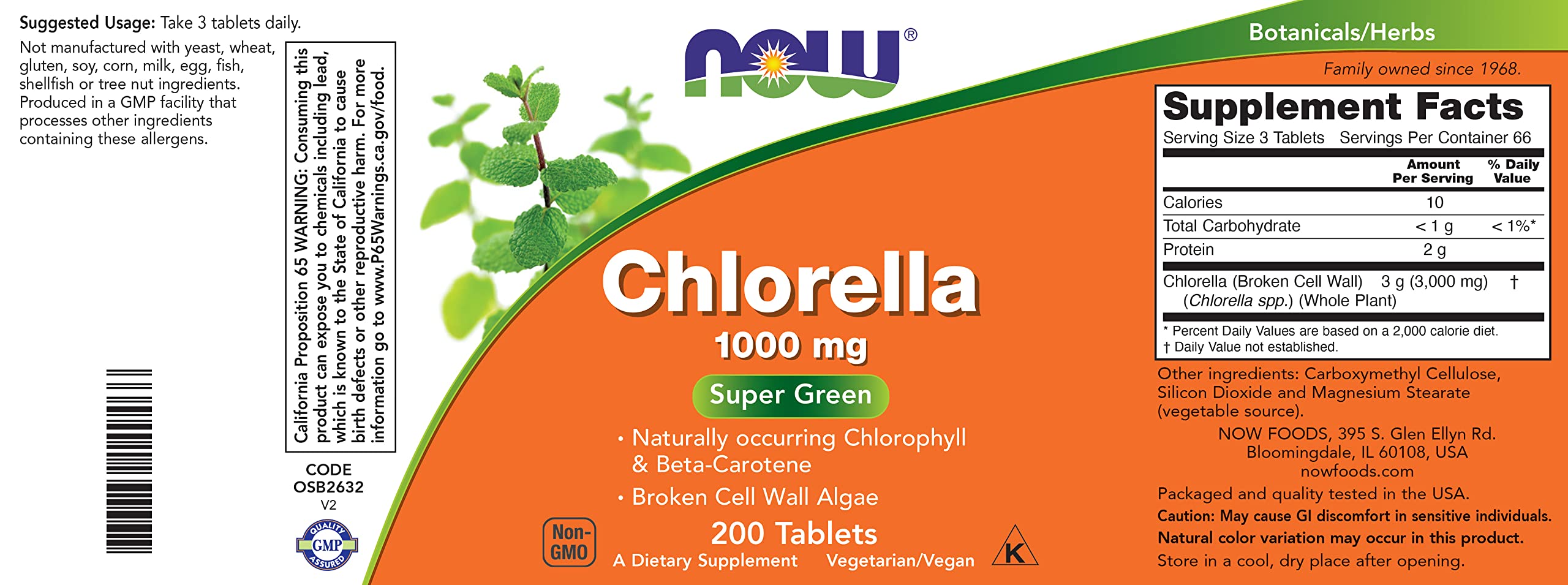 NOW Foods Chlorella – nutriments essentiels dont vitamine B12 et acides aminés.