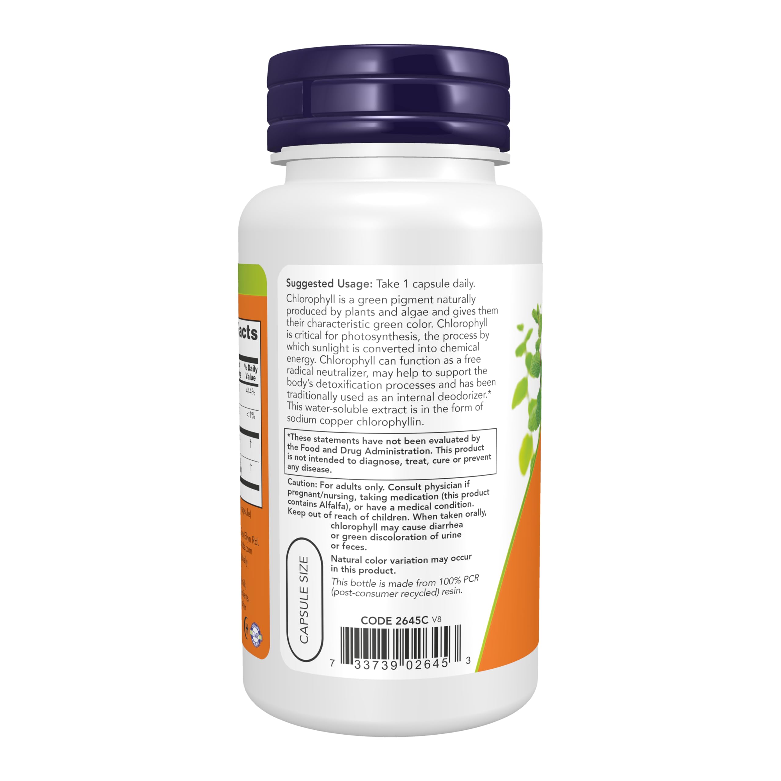 NOW Foods Chlorophyll – capsules vertes, déodorant interne traditionnel