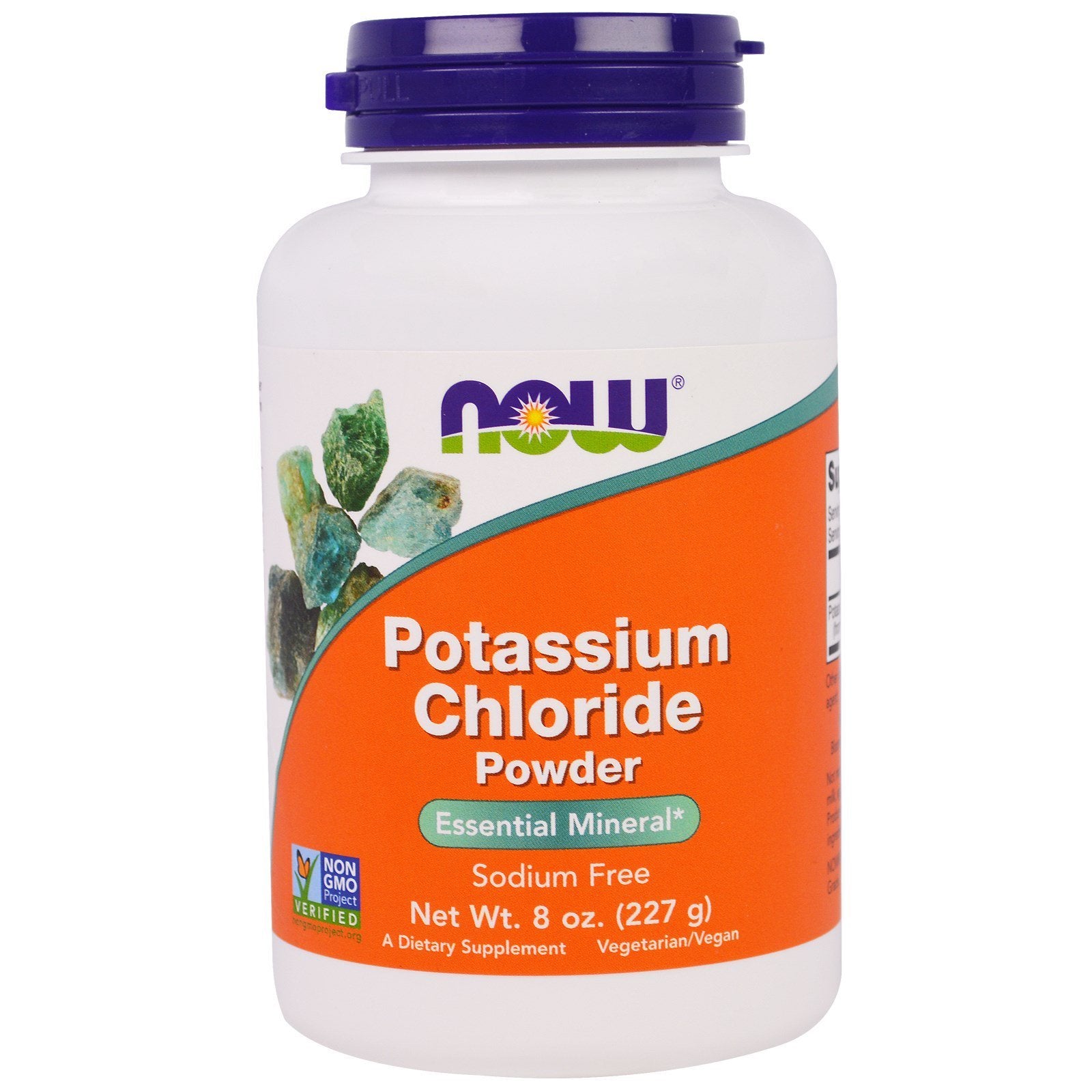 NOW Foods chlorure de potassium en poudre, flacon double, substitut de sel pratique pour cuisine légère et saine.