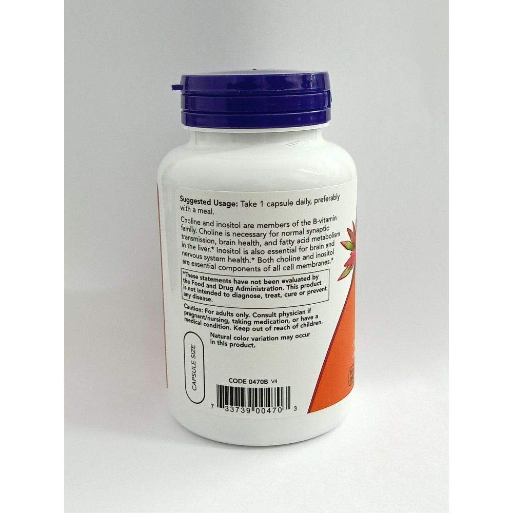 NOW Foods Choline et Inositol - capsules faciles à avaler et à intégrer dans la routine