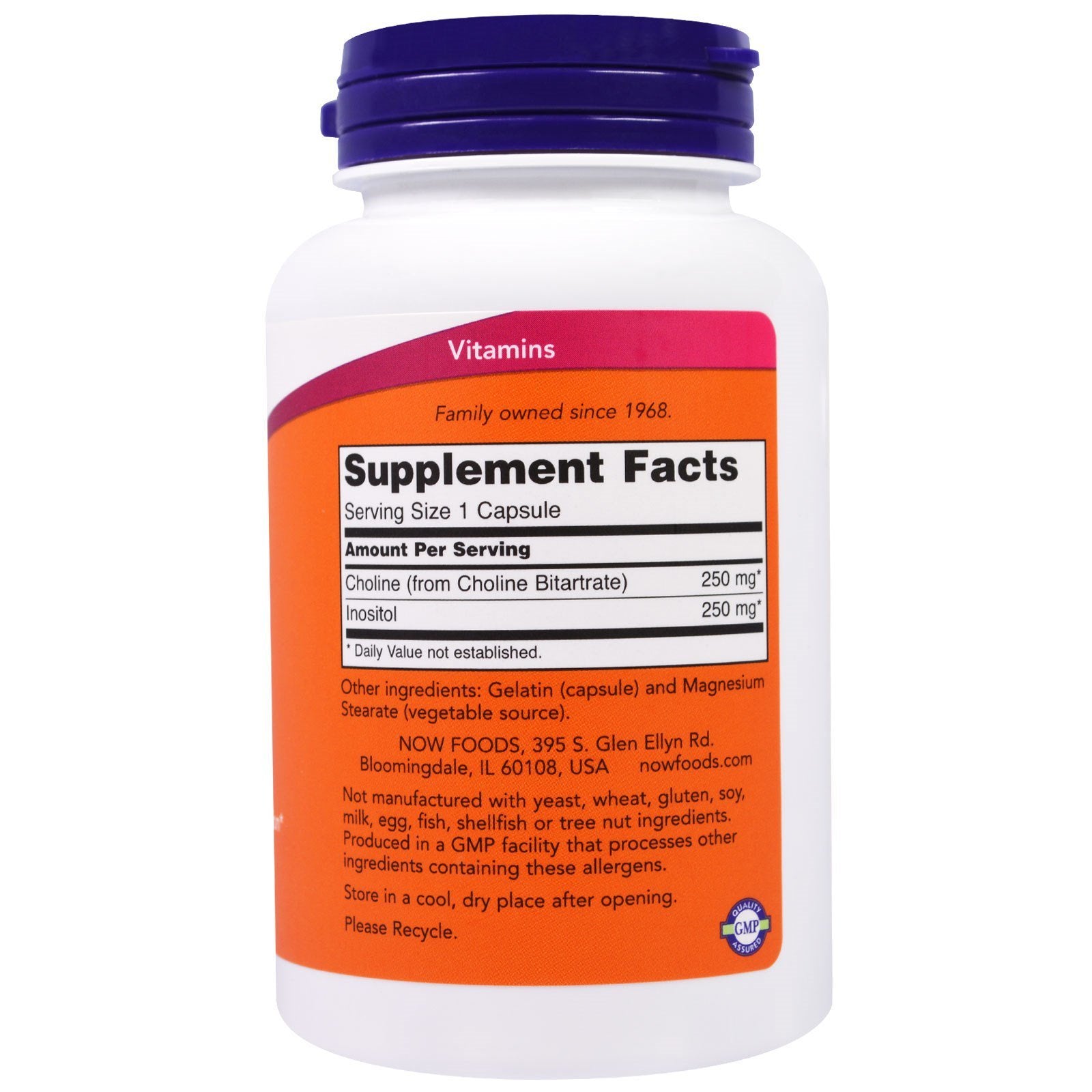 NOW Foods Choline et Inositol – Lot de 3 bouteilles, pratique pour une utilisation quotidienne.