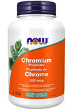 NOW Foods Chromium Picolinate – bouteille, potentiel soutien au métabolisme des glucides.