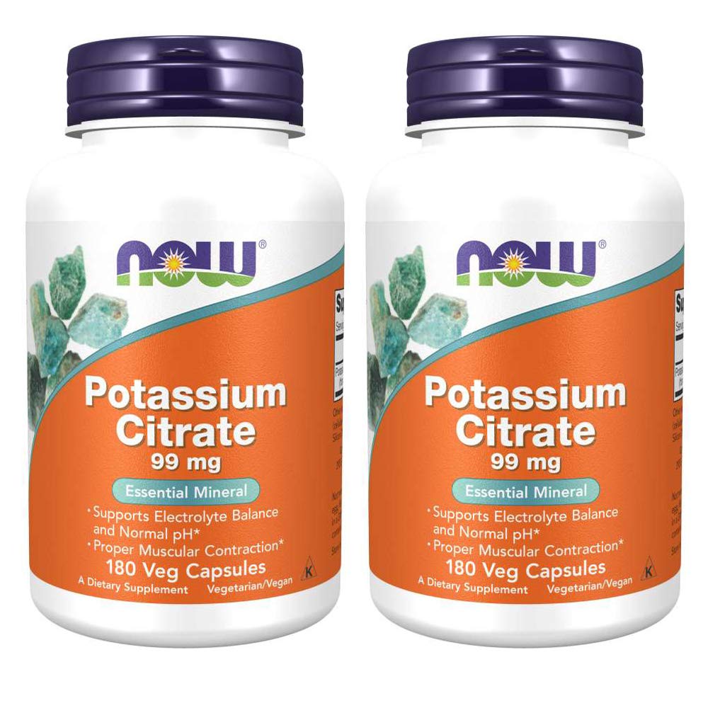 NOW Foods Citrate de Potassium 99 mg – flacon de gélules, soutien nutritionnel quotidien.