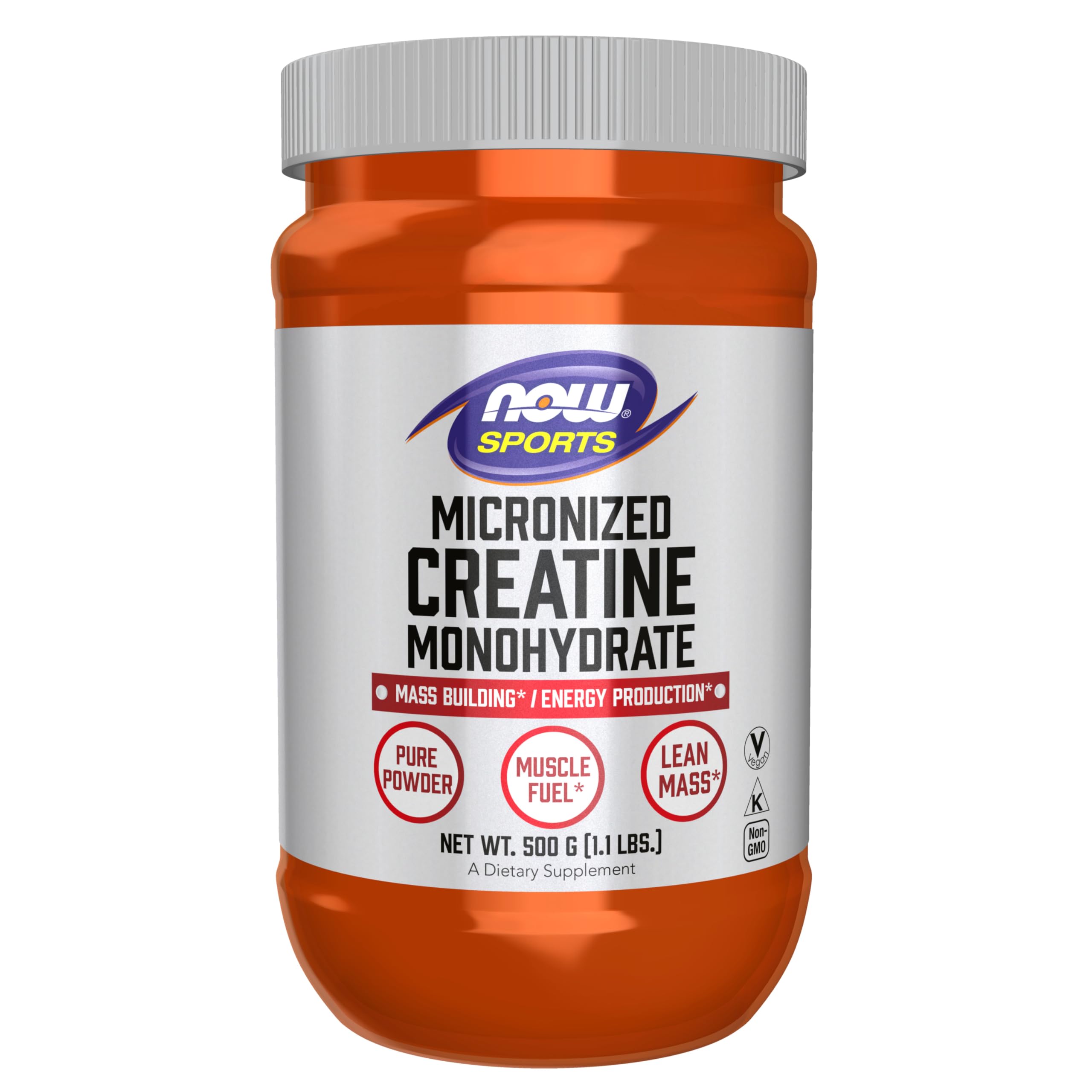 NOW Foods Créatine micronisée, bouteille 500 g prête à l’emploi lors de l’entraînement