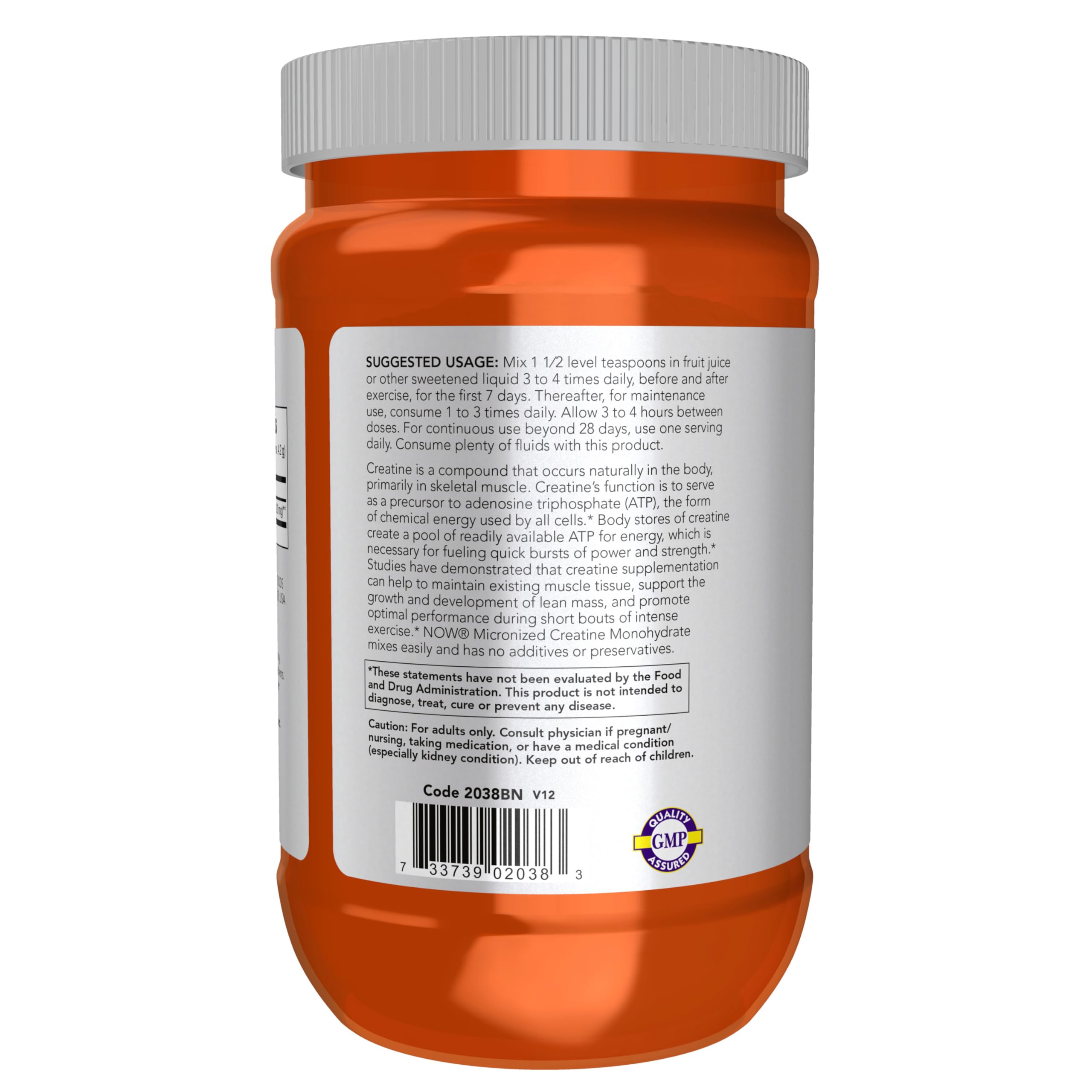 Poudre NOW Foods Créatine micronisée se dissout rapidement dans l’eau
