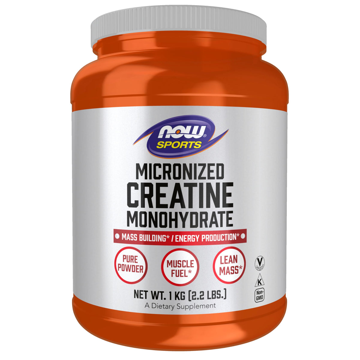 NOW Foods Créatine micronisée dans un verre d'eau, soutien potentiellement l'énergie rapide.
