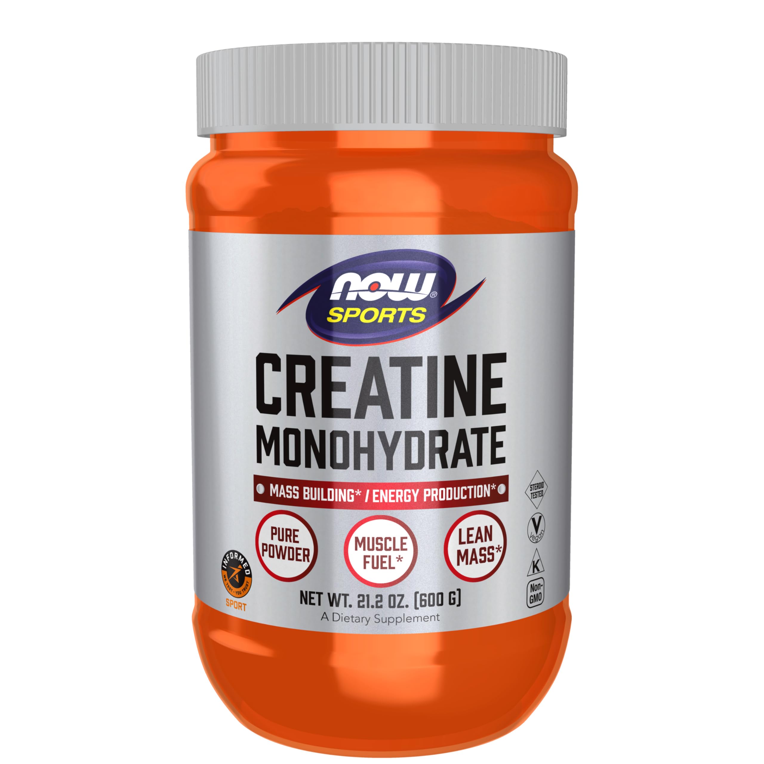 NOW Foods Créatine Monohydrate – poudre fine prête à être ajoutée au shake