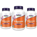 NOW Foods D‑Mannose 500 mg—bouteille; soutien potentiel des voies urinaires.