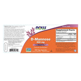 NOW Foods D‑Mannose 500 mg—pack de 3 gélules véganes pour routine quotidienne.