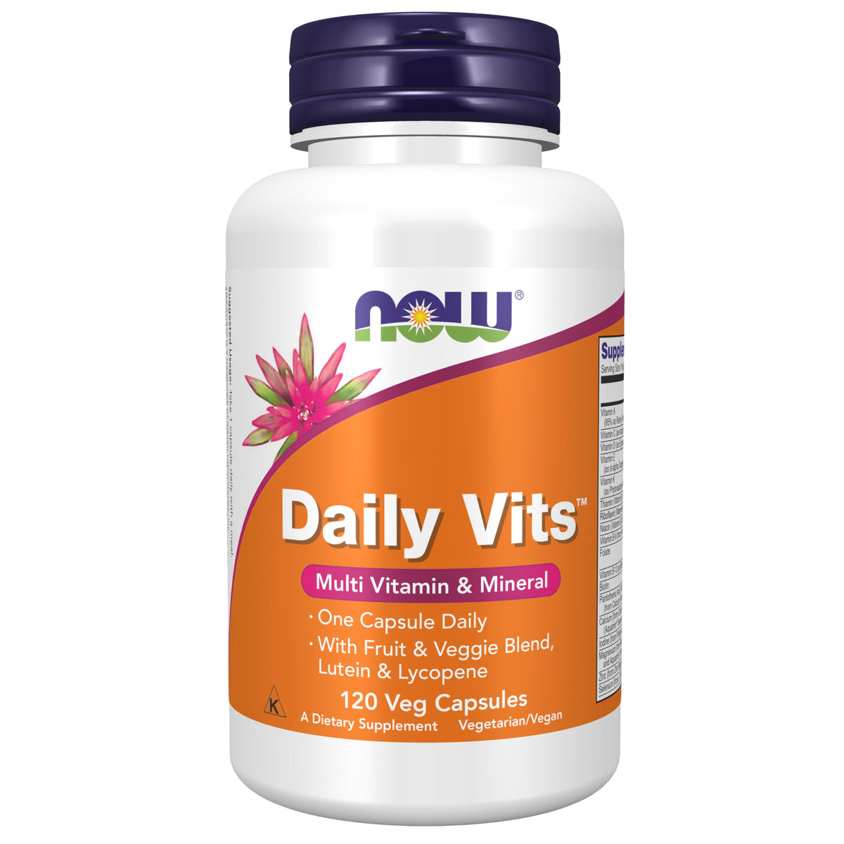 NOW Foods Daily Vits – flacon avec mélange fruits et légumes, usage quotidien possible