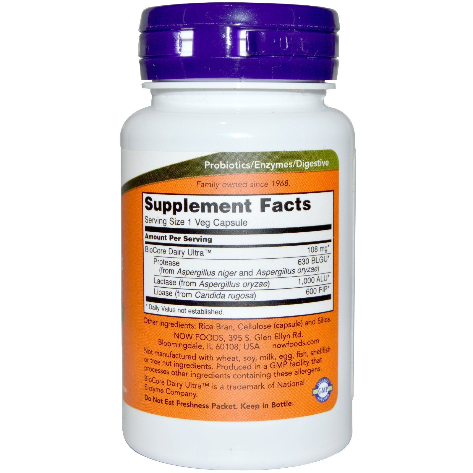 NOW Foods Dairy Digest Complete – gélules végétales faciles à avaler pour le lactose et les protéines.