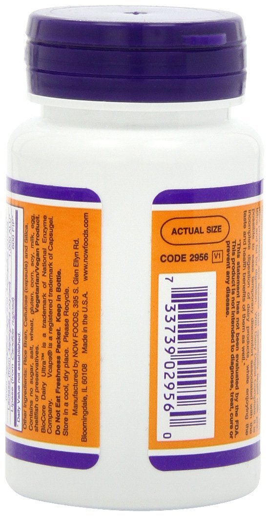 NOW Foods Dairy Digest Complete – affichage 90 portions par flacon, soutien à la digestion des produits laitiers.