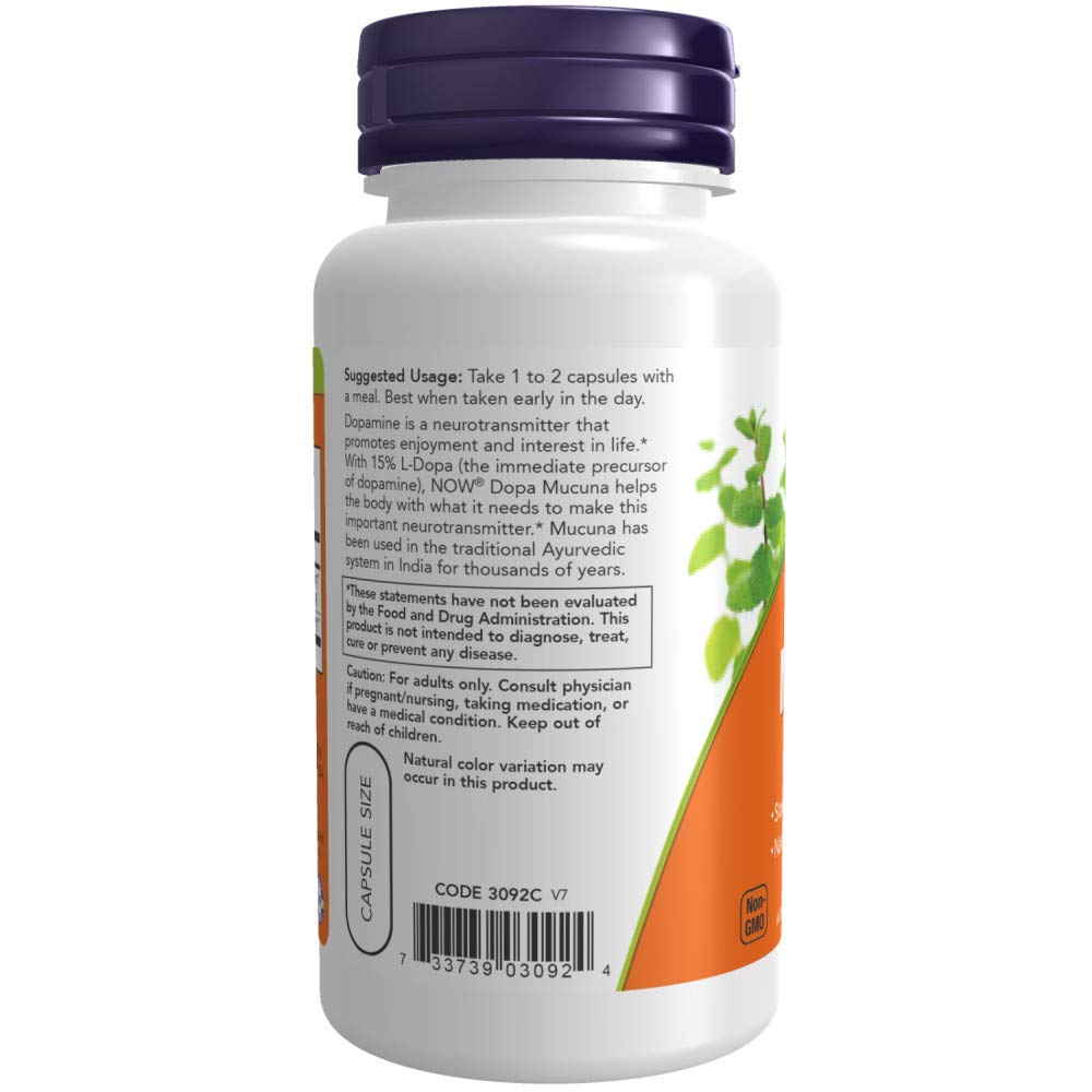 NOW Foods DOPA Mucuna – gélules végétales faciles à prendre tout au long de la journée