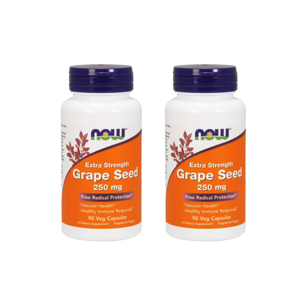 NOW Foods Extrait de Pépins de Raisin 250 mg en bouteille, riche en polyphénols.
