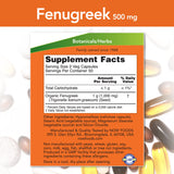 NOW Foods Fenugrec 500 mg capsules sur bouteille utilisation quotidienne facilitée