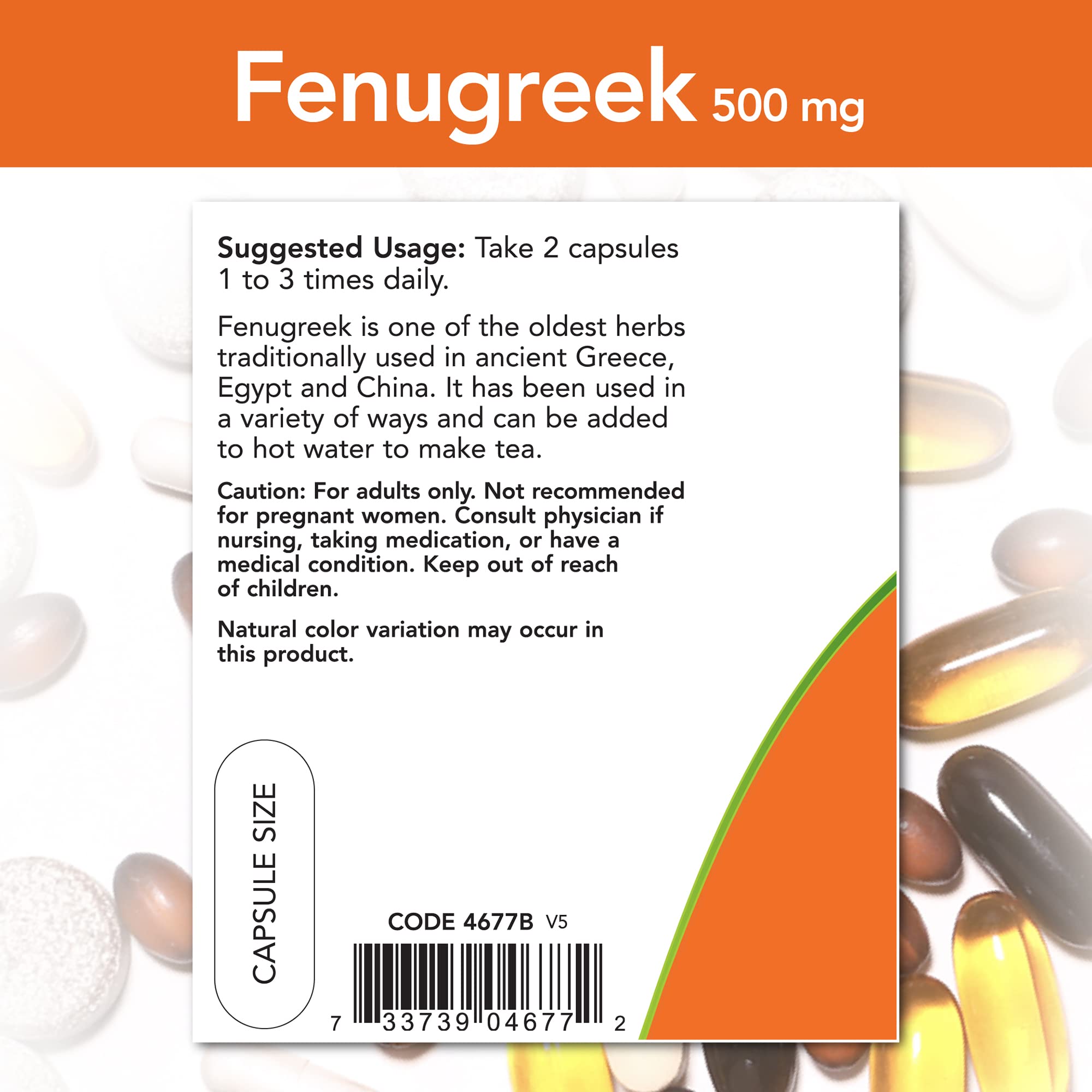NOW Foods Fenugrec 500 mg capsules préparation thé infusion chaude à la maison