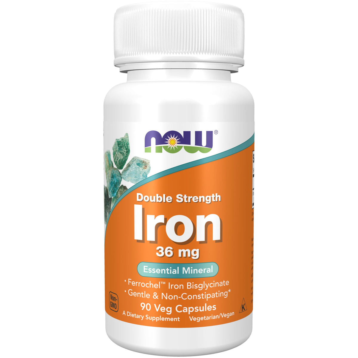 NOW Foods Ferrochel 36 mg capsules vegan — soutien quotidien à l'énergie et l'oxygénation.