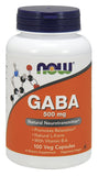 NOW Foods GABA 500 mg étiquette nutritionnelle indique dosage, pratique pour le quotidien.