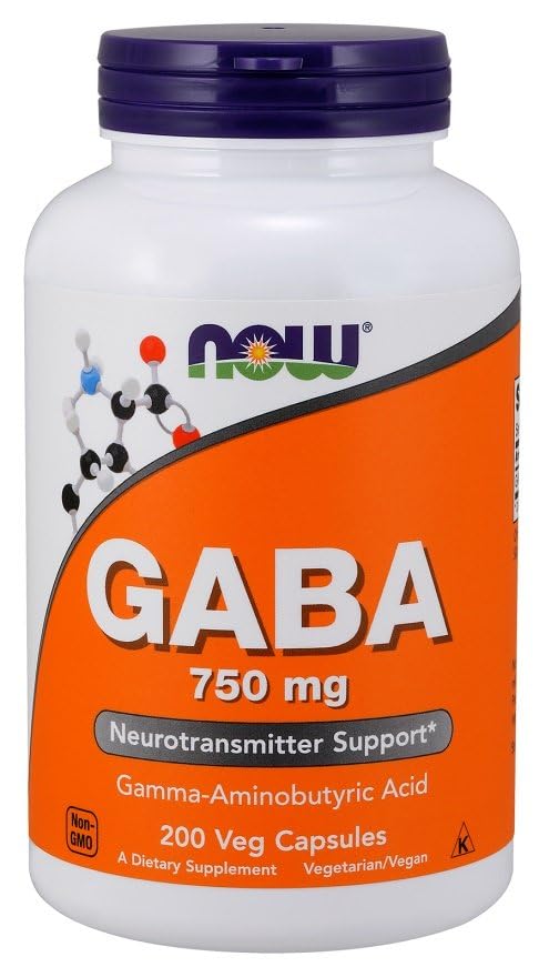 NOW Foods GABA 750 mg, certifications GMP et non-GMO pour la traçabilité.