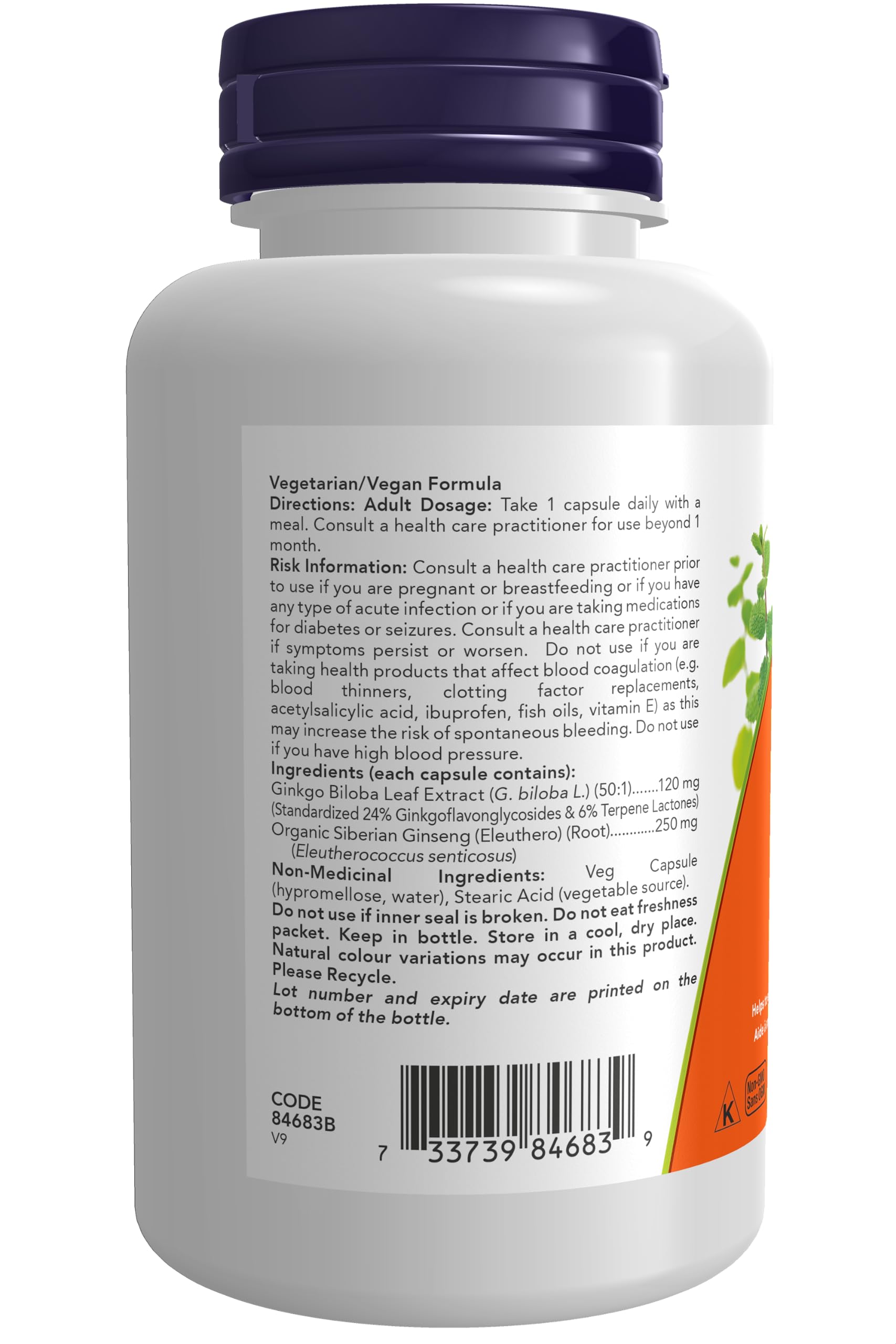 Pratique pour l’usage quotidien, NOW Foods Ginkgo biloba 120 mg.