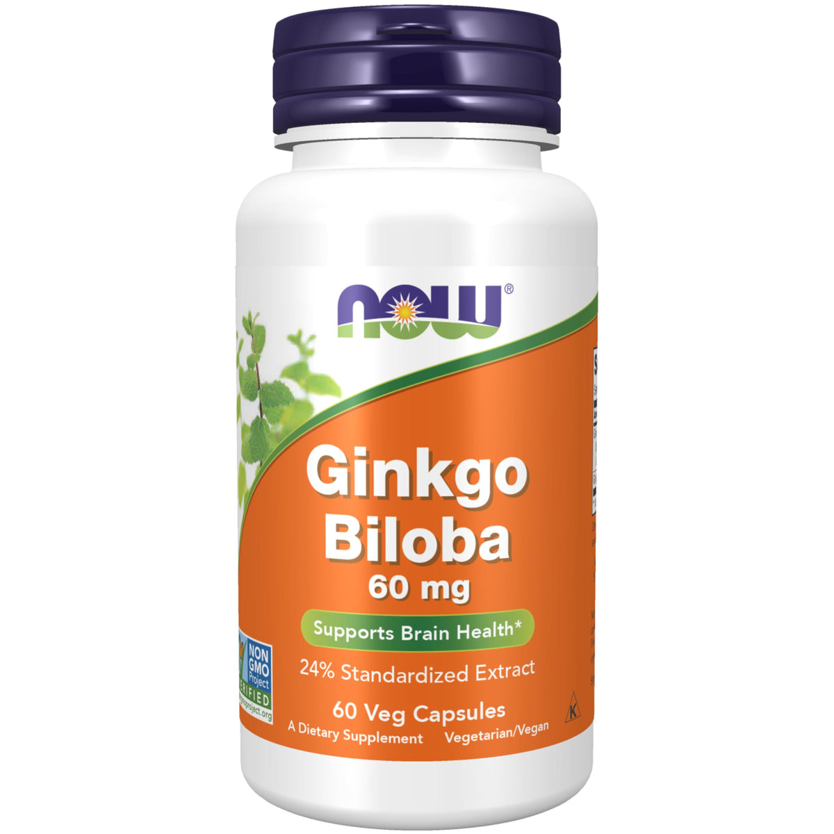 NOW Foods Ginkgo Biloba 60 mg, capsule prête pour l’usage quotidien avec repas