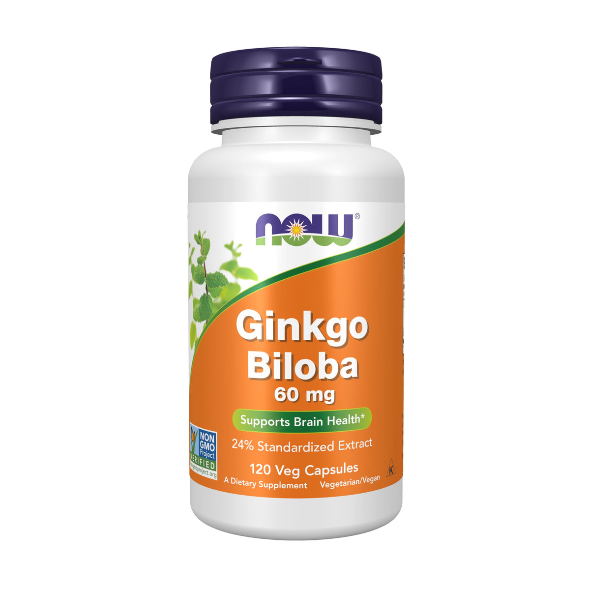 NOW Foods Ginkgo Biloba 60 mg, capsules faciles à avaler.