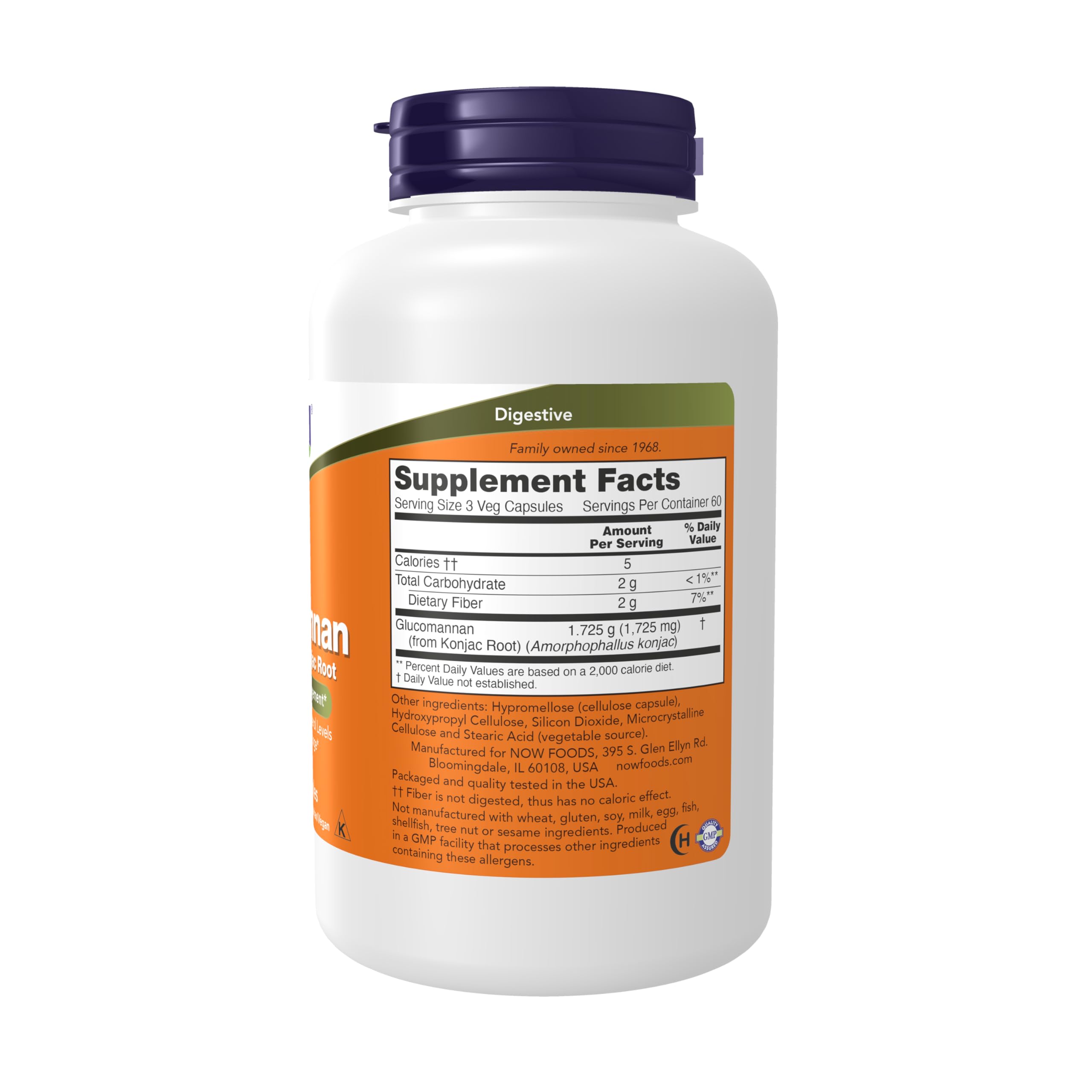 NOW Foods Glucomannan – Capsules prêtes à l'emploi pour la régularité.