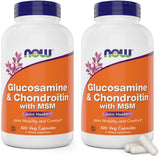 NOW Foods Glucosamine Chondroitin MSM ensemble de deux bouteilles pour un usage prolongé.