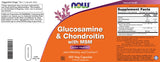 NOW Foods Glucosamine & Chondroitin avec MSM, ingrédients clés: glucosamine, chondroïtine et MSM.