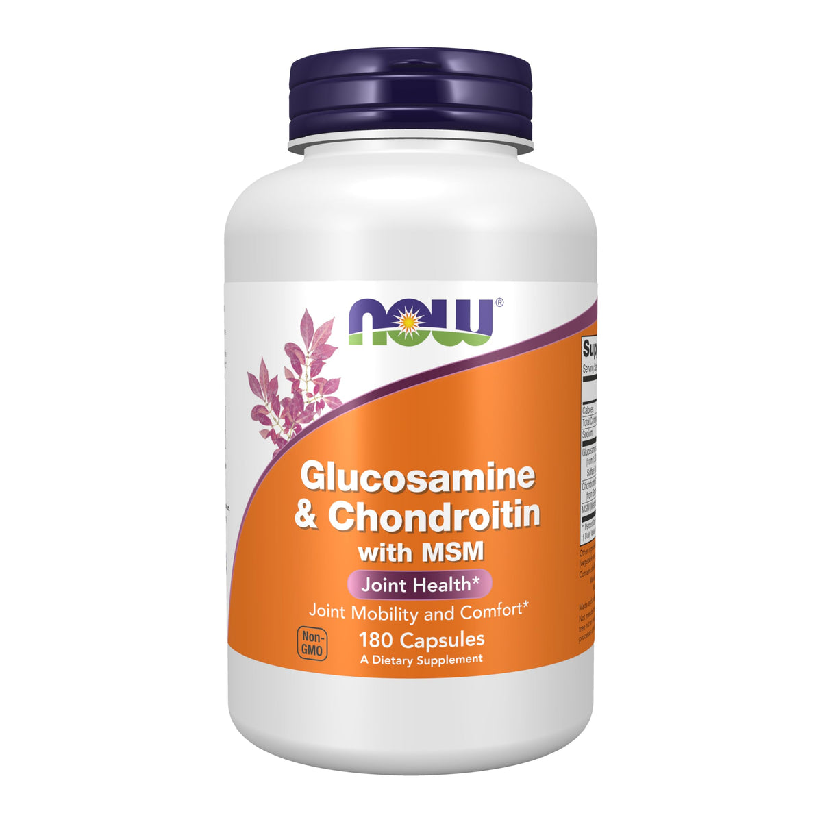 NOW Foods Glucosamine-Chondroitine-MSM : bouteille illustrant le soutien potentiel à la mobilité articulaire.