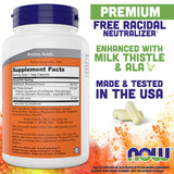 NOW Foods Glutathione 500 mg : extrait de chardon-marie pour soutien antioxydant naturel.