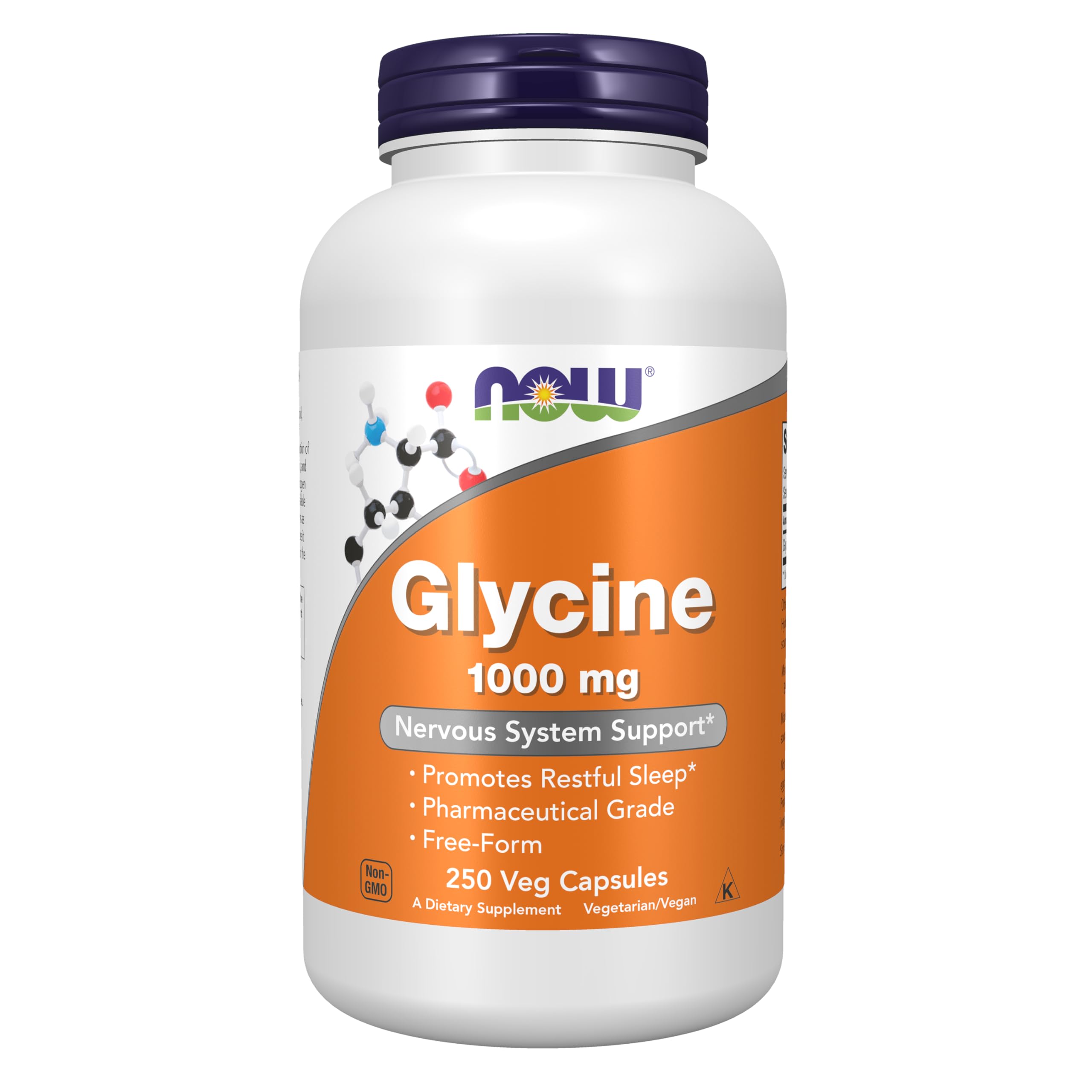 NOW Foods glycine 1000 mg – bouteille de capsules végétales pour un soutien potentiel au sommeil