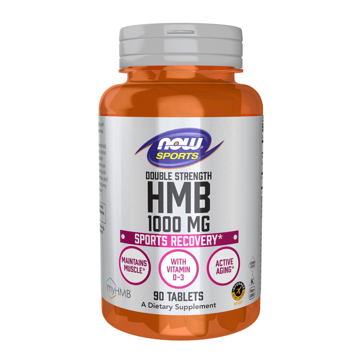NOW Foods HMB Double Strength en bouteille, soutien potentiel de la masse musculaire lors de l’entraînement.