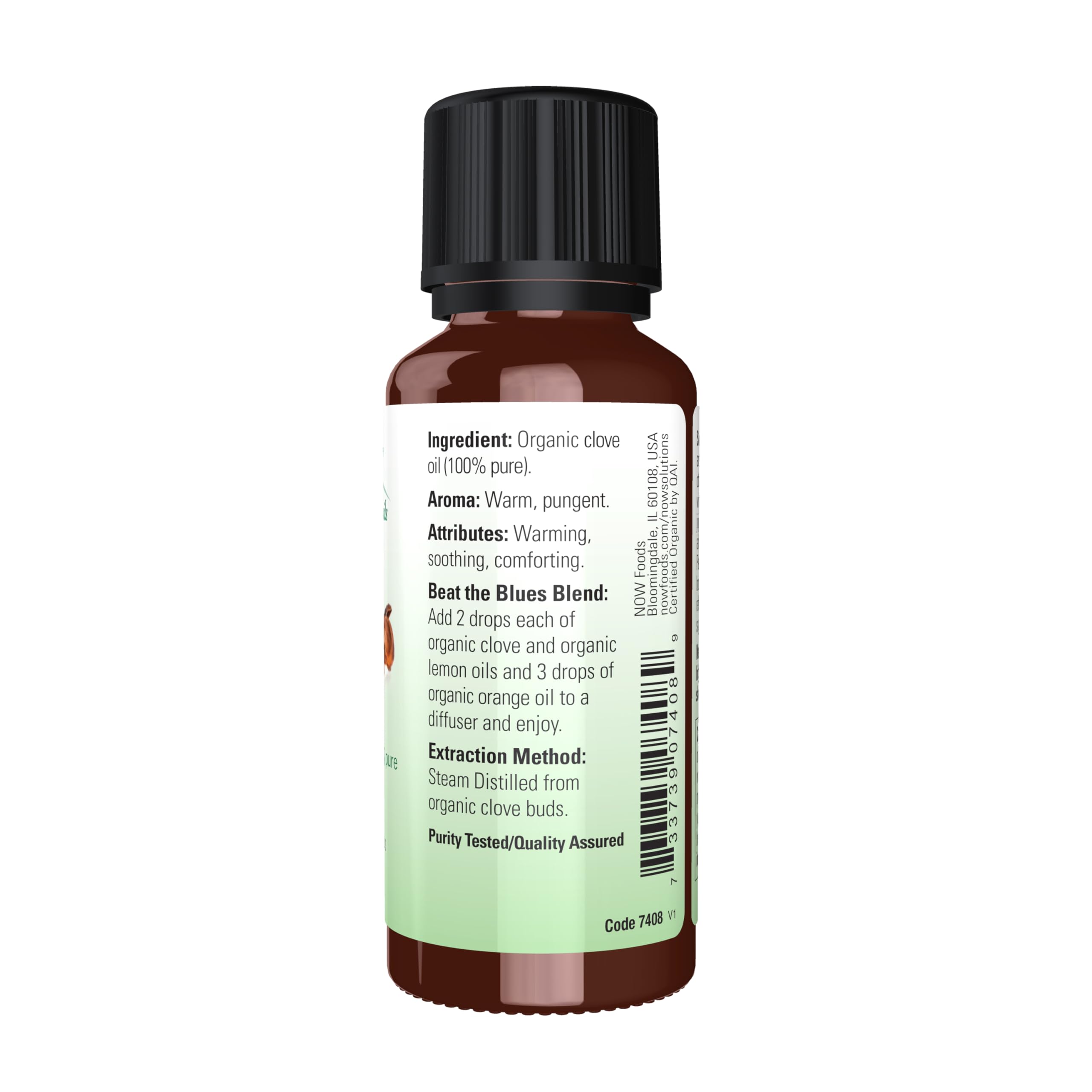 NOW Foods huile essentielle girofle bio – diffuseur aromathérapie pour une ambiance équilibrante.