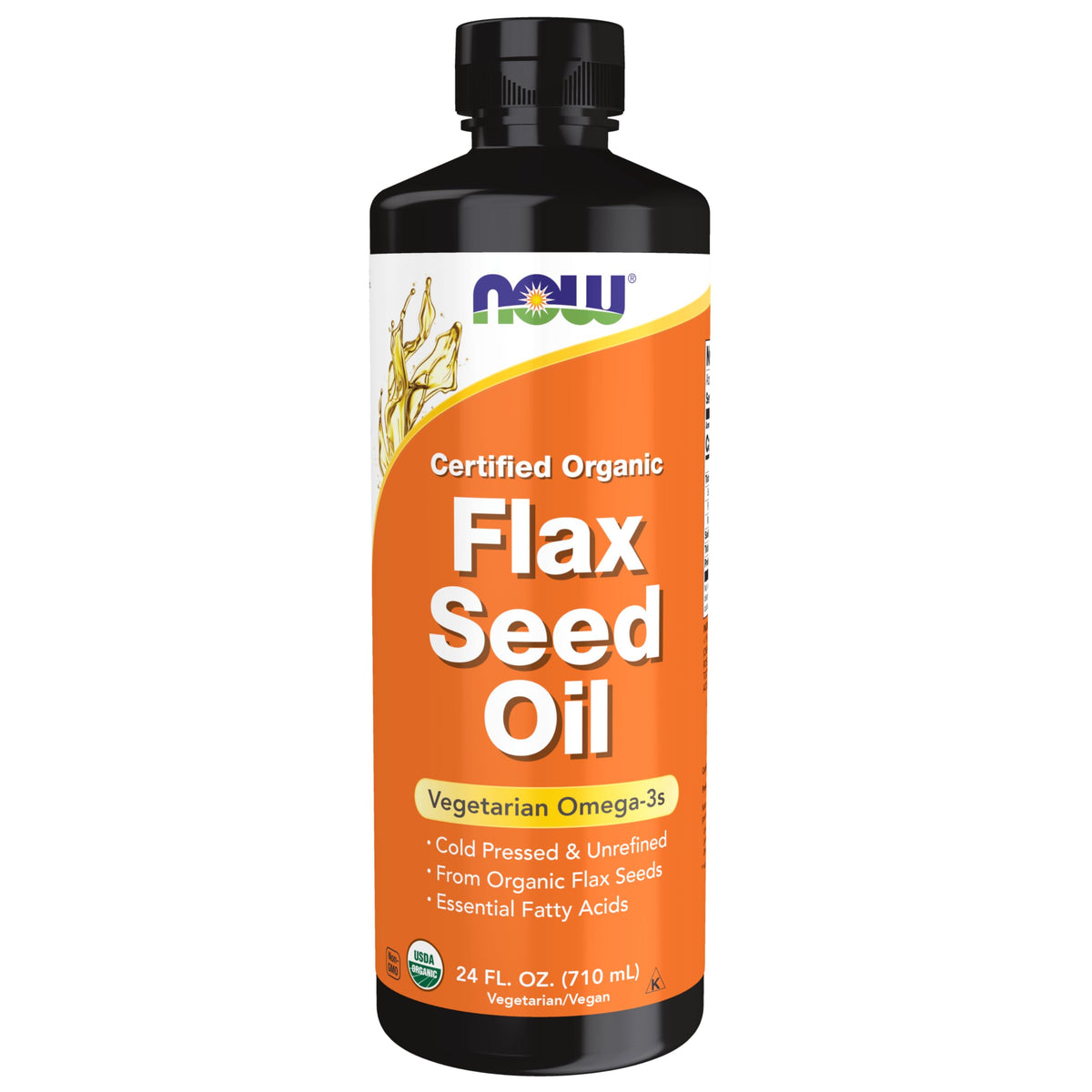 NOW Foods huile de lin bio presse froide en bouteille pour assaisonnement et ajouter des oméga-3.