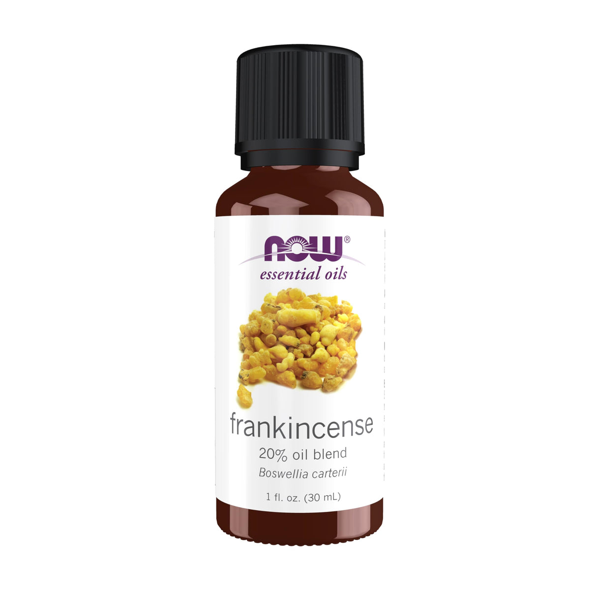 NOW Foods huile frankincense: bouteille d'aromathérapie prête à diffuser pour calme et concentration.