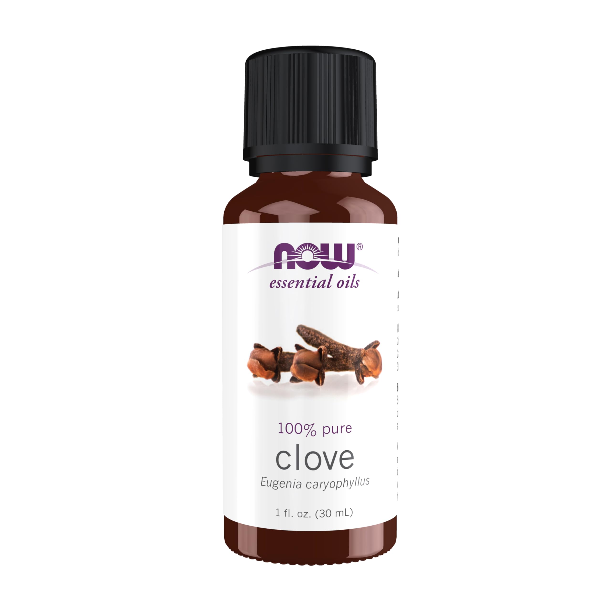 NOW Foods Huile girofle, bouteille 1oz, arôme chaleureux et équilibrant.