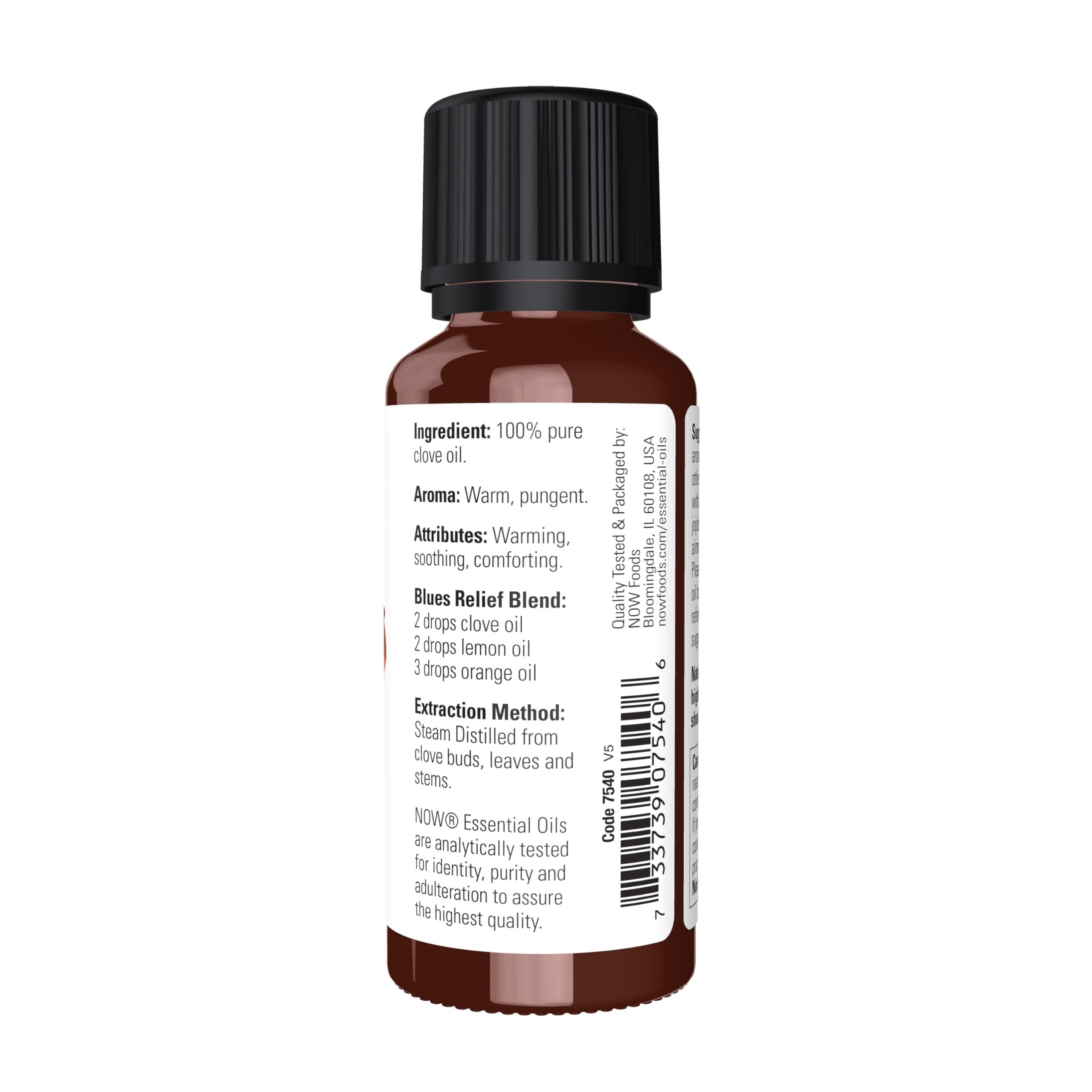 NOW Foods Huile girofle, gouttes en pipette pour diffusion aromatique facile.