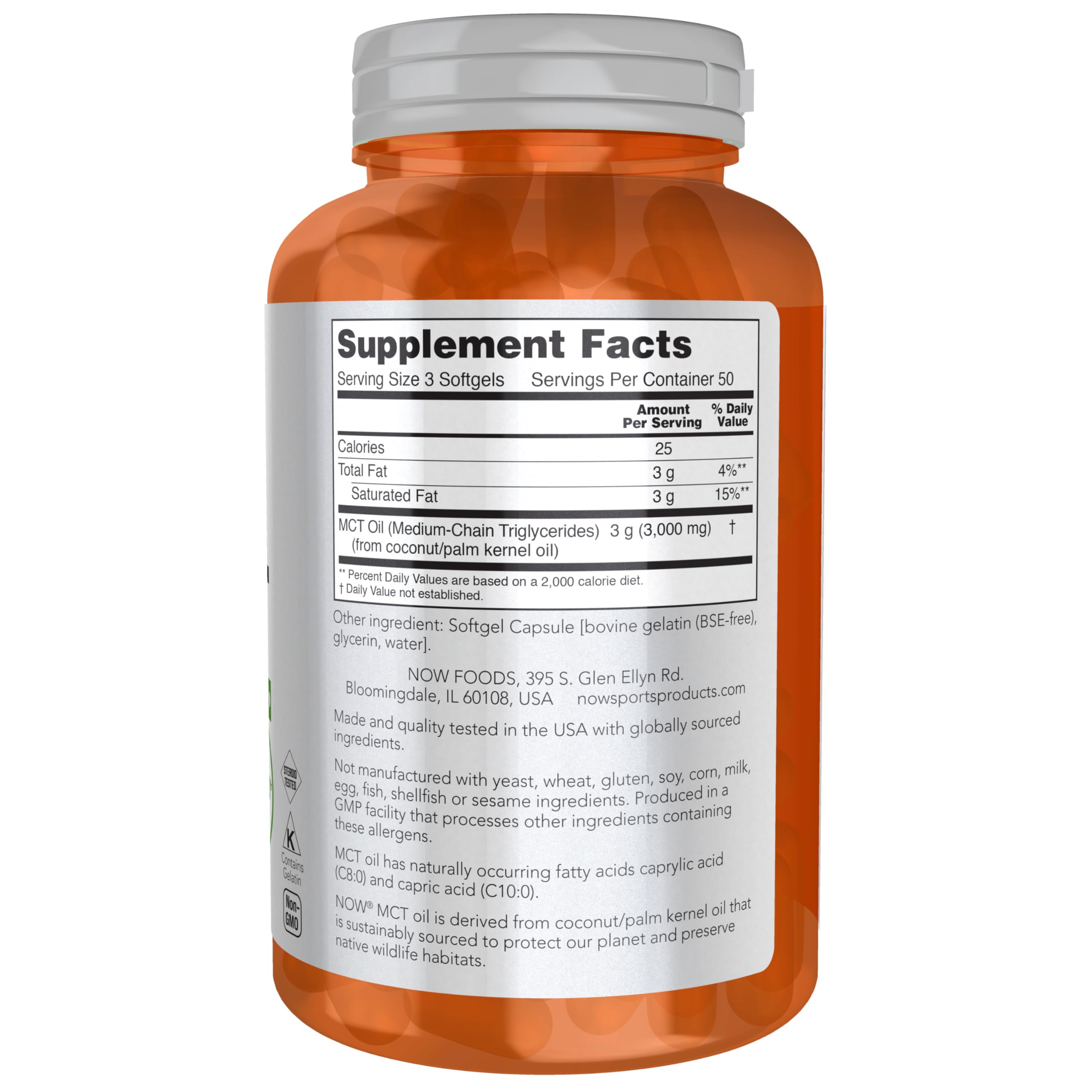 NOW Foods MCT Oil gelules souples faciles à prendre pour énergie durable