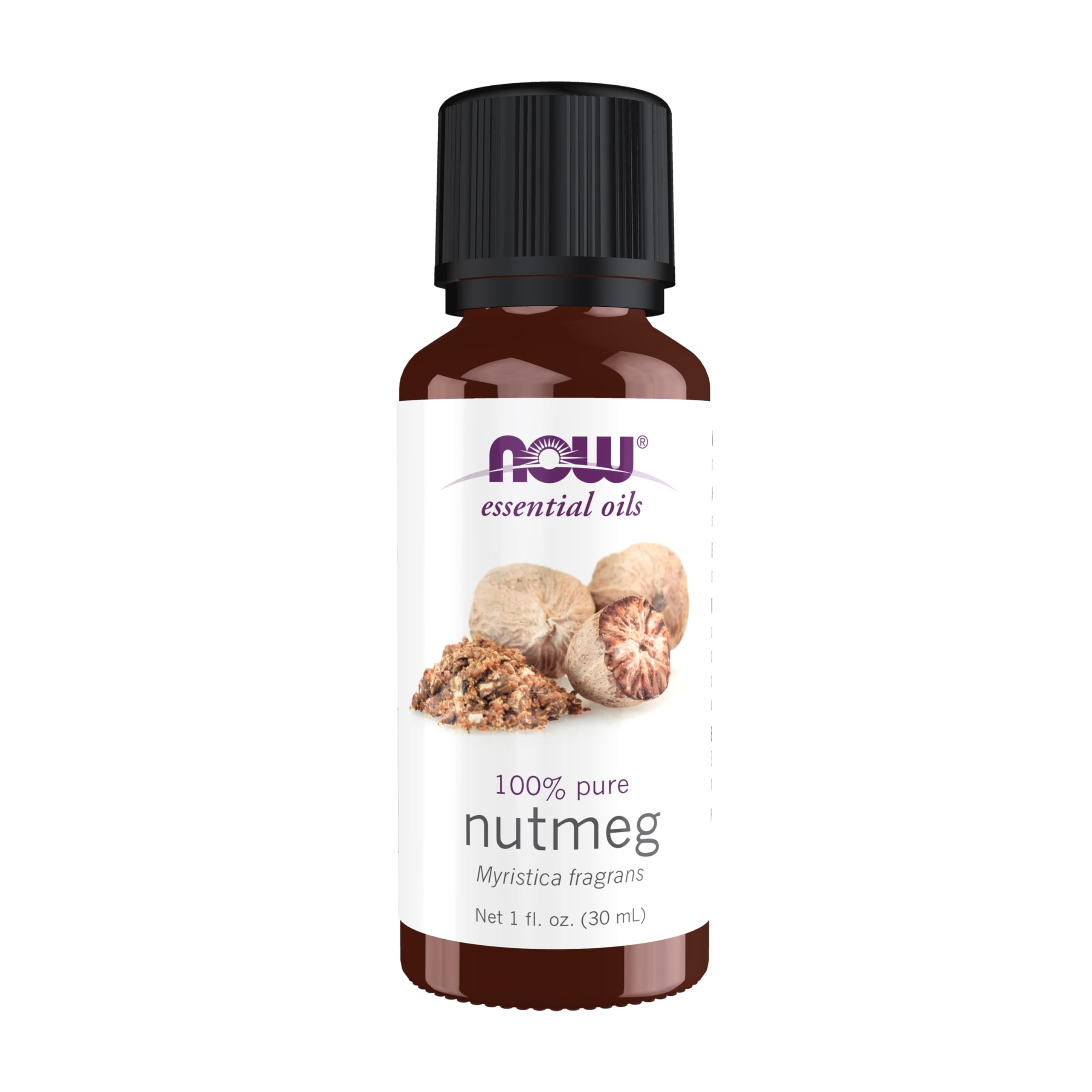 NOW Foods Muscade – bouteille d'huile essentielle prête à diffuser pour énergie.