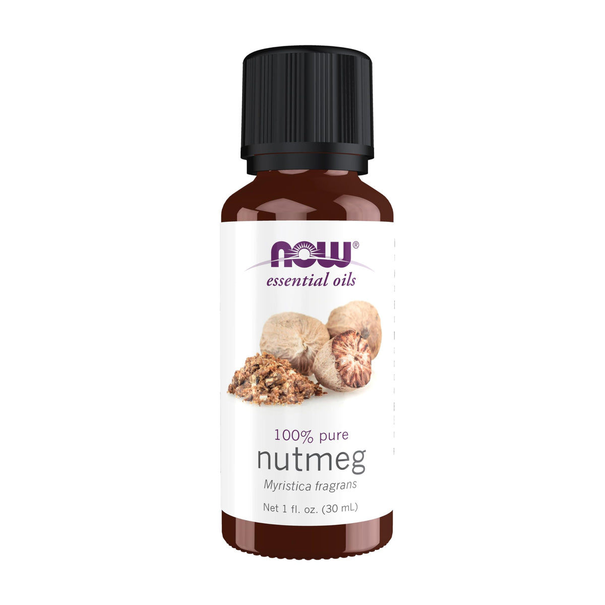 NOW Foods Muscade – bouteille d'huile essentielle prête à diffuser pour énergie.