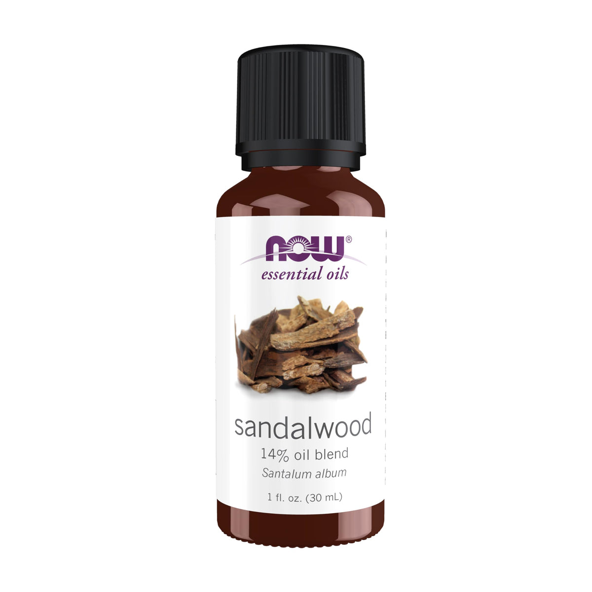 NOW Foods huile santal bouteille verre: arôme apaisant pour méditation et détente.