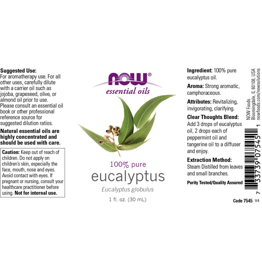 NOW Foods huile essentielle menthe-poivrée-bouteille, énergie et clarté lors d'une diffusion